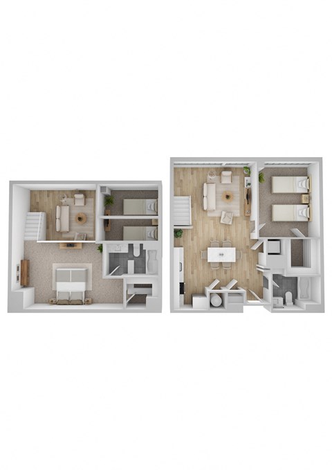 Floor plan for 2 beds, 2 baths, 1055 sqft